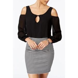 Emerald Sundae Cold Shoulder Striped Dress Party Cocktail Juniors Medium